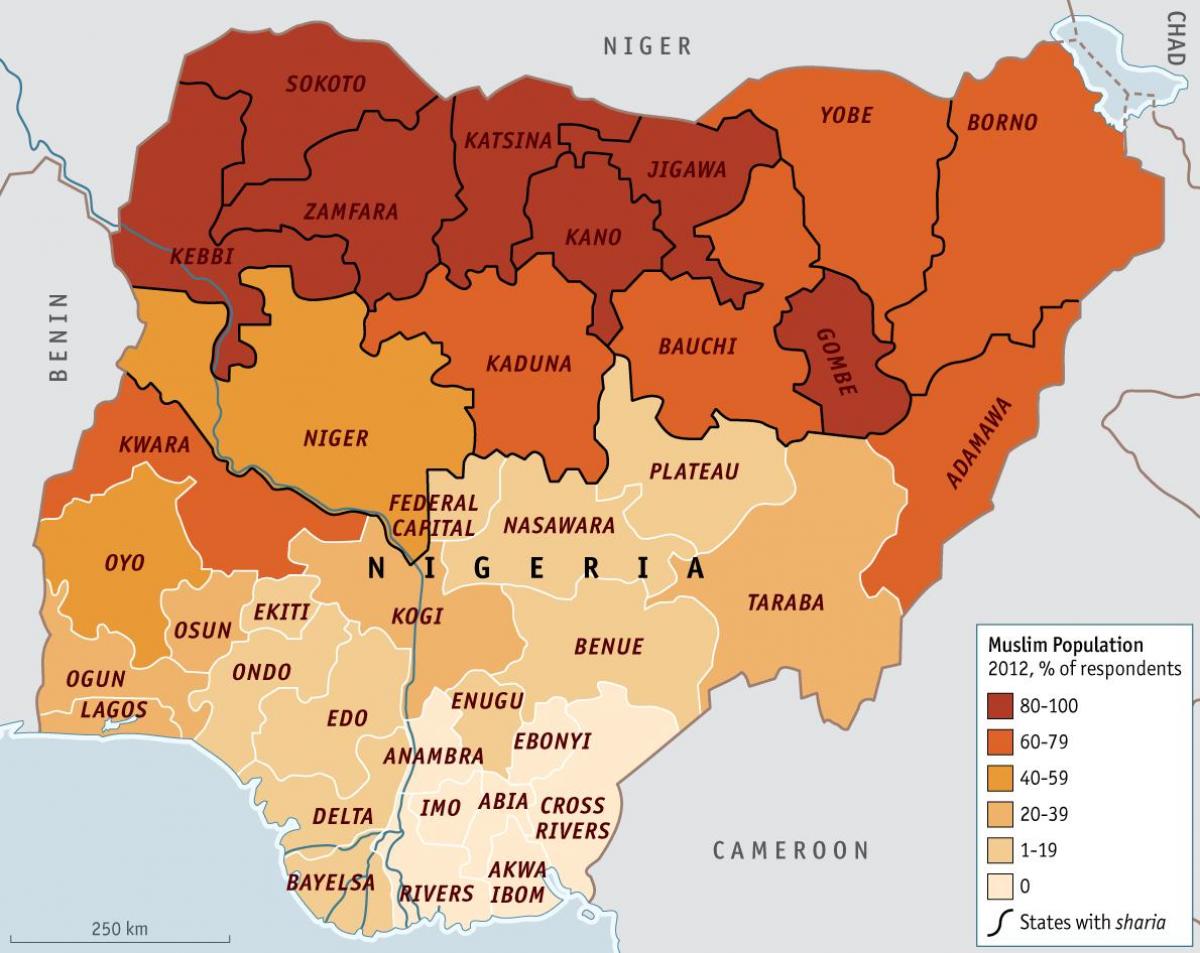 Térkép nigéria vallás