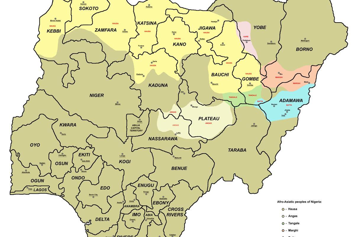 térkép nigéria 36 államok