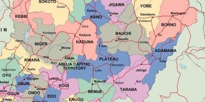 Térkép nigériát államok, városok
