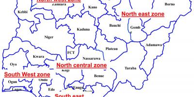 Térkép nigéria mutatja, hat geopolitikai zónák