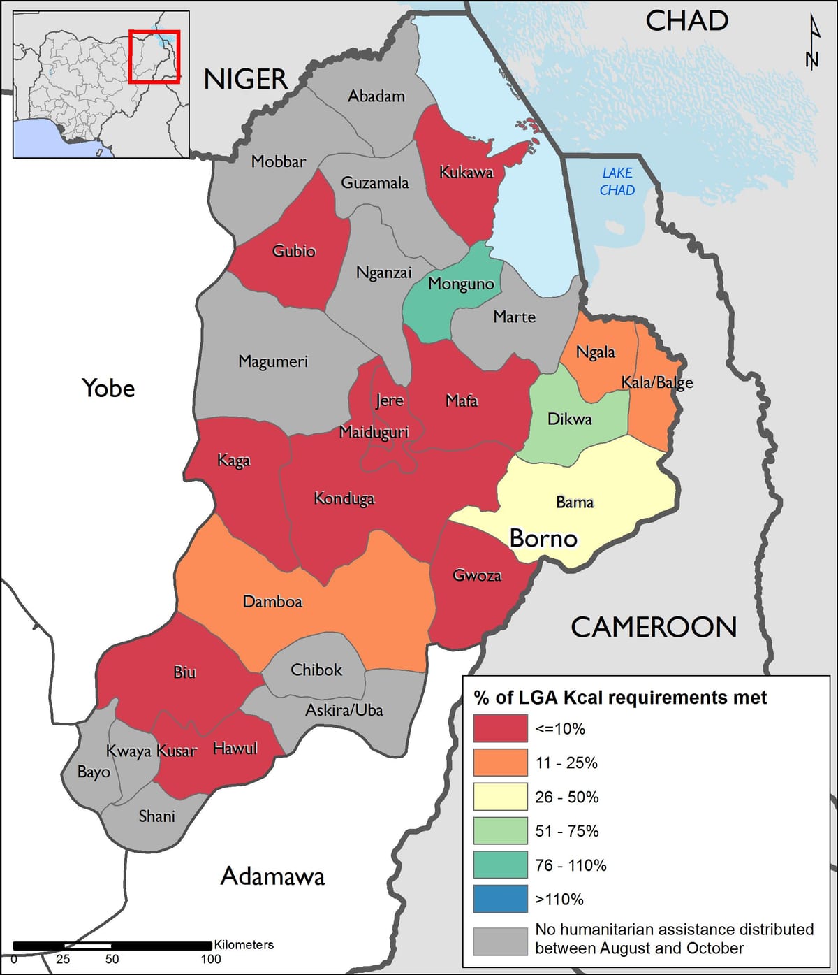 Térkép észak-kelet-nigéria