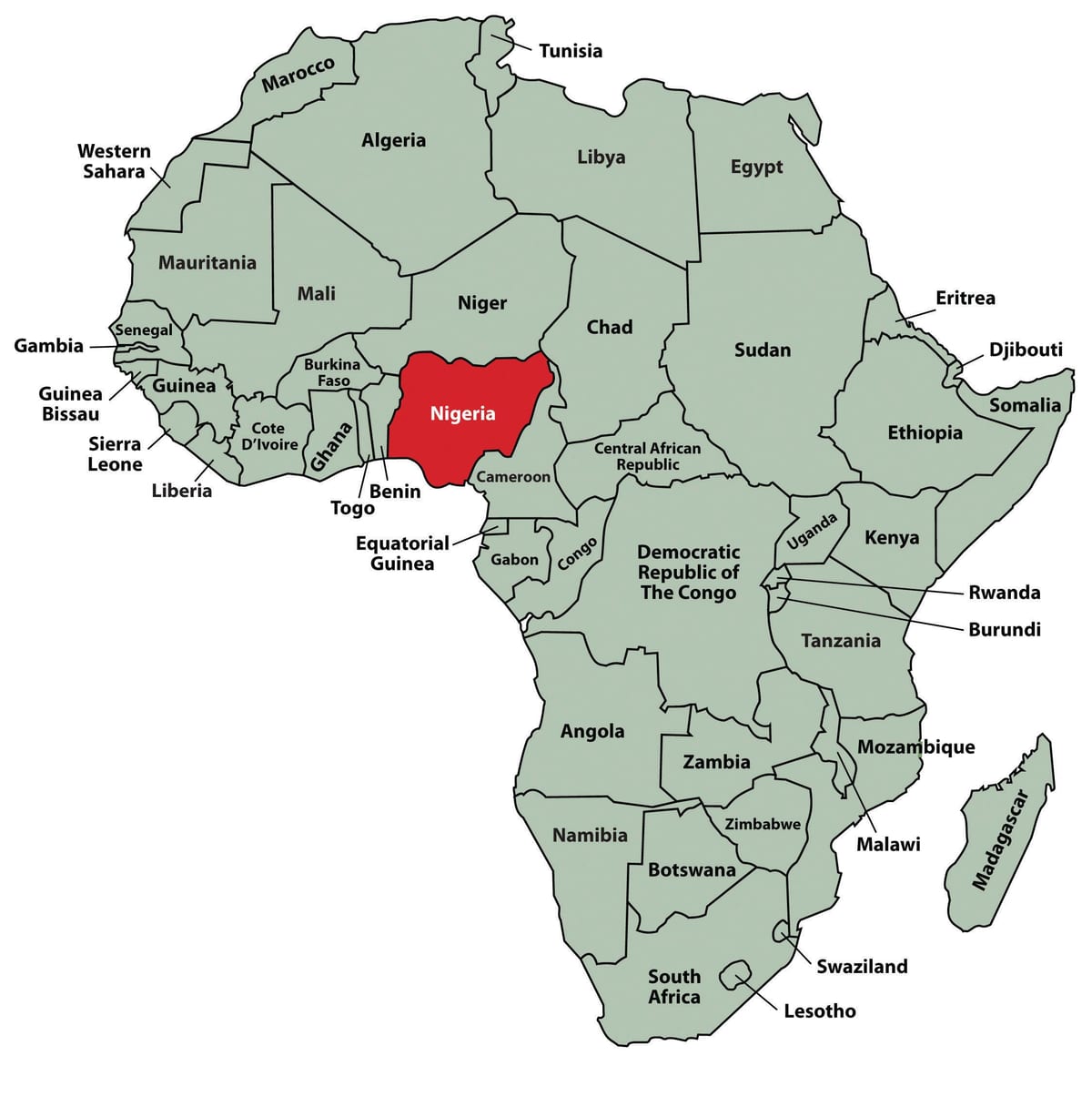 Afrika térkép mutatja nigéria