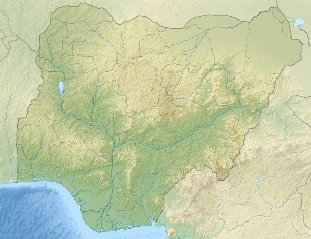térkép nigéria mutatja megkönnyebbülés, vízelvezető