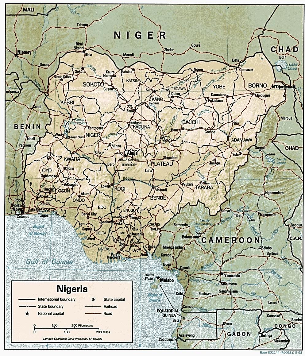 földrajzi térkép nigéria