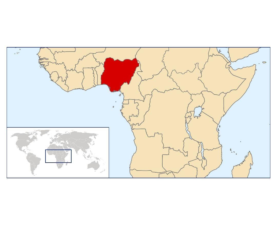 nigéria elhelyezkedés a világ térkép