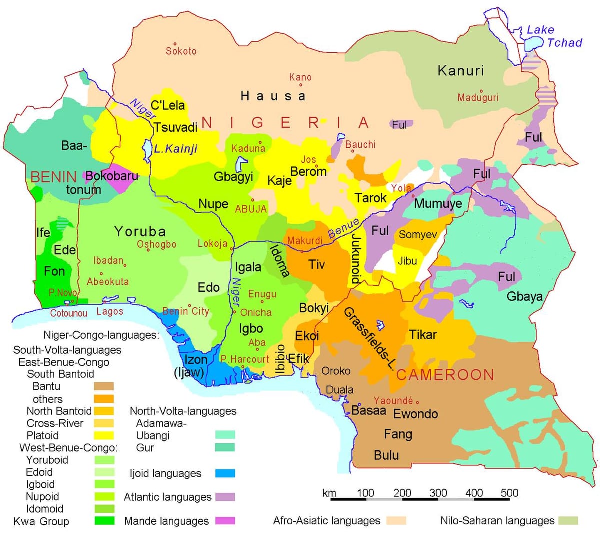 nigéria nyelvi térkép