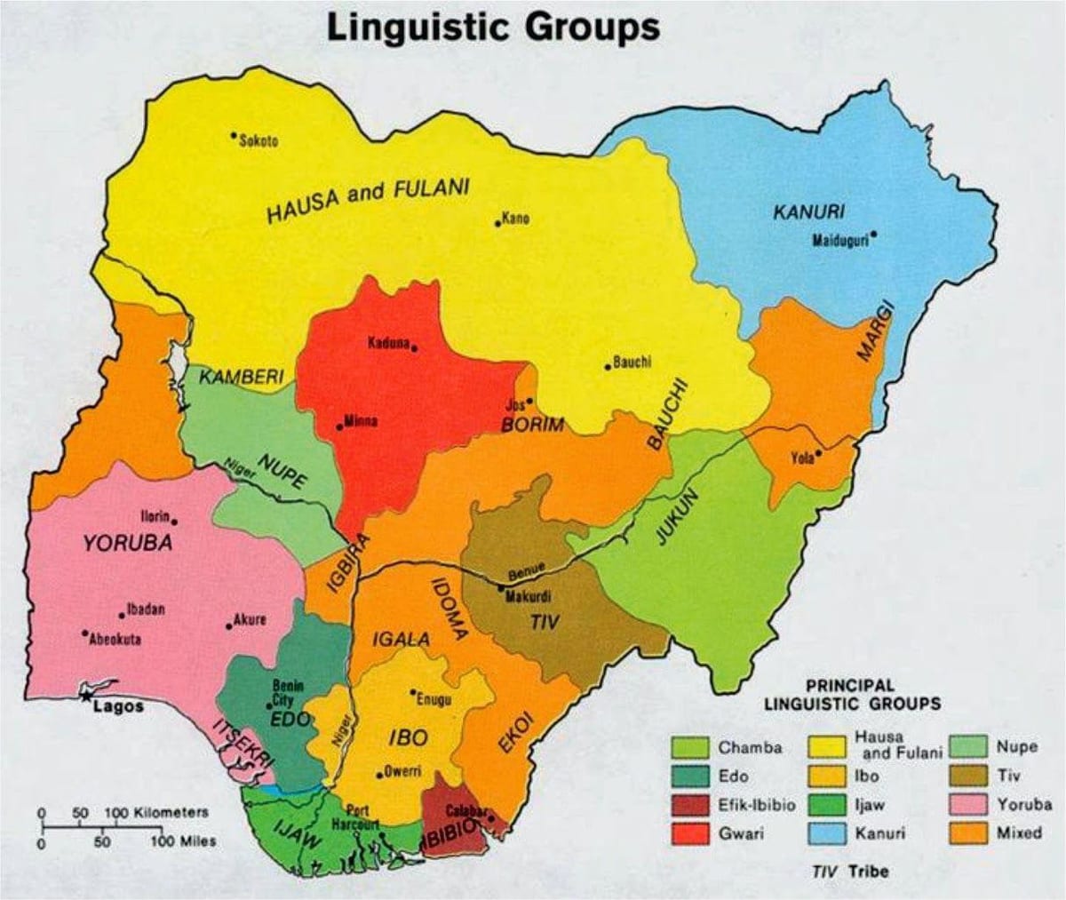 Térkép nigériai törzsek