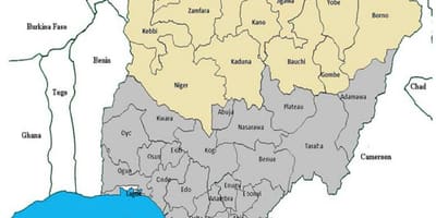 Térkép észak-nigériai államok