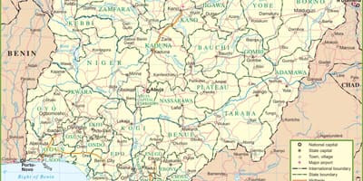 Térkép nigéria mutatja a főbb utak