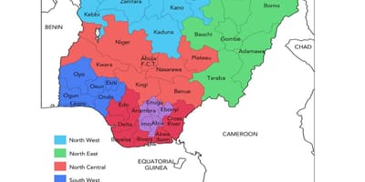 Térkép nigéria mutatja geopolitikai zónák