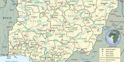 Térkép nigéria mutatja államok fővárosait