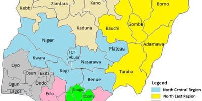 Térkép nigéria mutatja, hogy a geopolitikai zónák