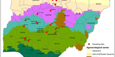 Térkép nigéria mutatja termés engedély