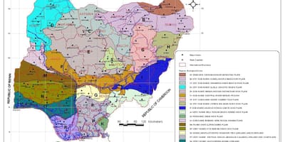 Térkép nigéria, ahol különböző növényzet zónák