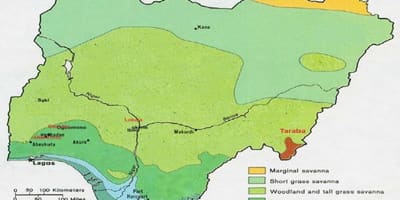 Térkép nigéria mutatja, hogy a növényzet